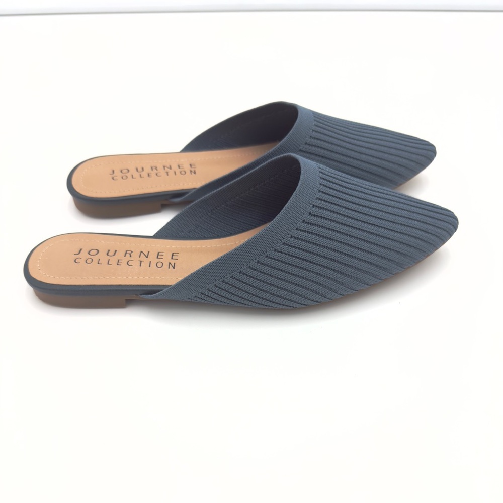 Journee Collection Blue Ribbed Mules